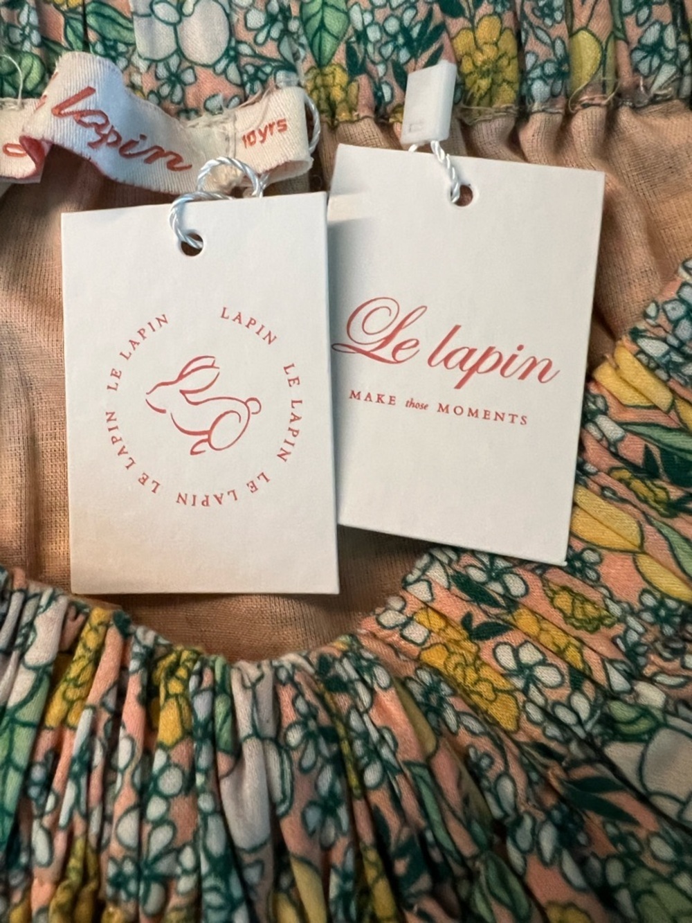 Le Lapin Girls' Floral Green & Mango Matching Top & Skirt Size 10